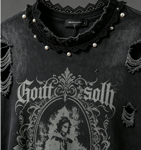 Camisetas de Corte Cuadrado con Estampado Digital de Pedrería Personalizado, 400 Gsm, Lavado Ácido, Estilo Urbano, para Hombre - Product Image 3