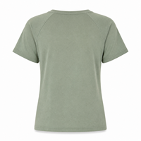 T-shirt décontracté à manches courtes pour femme, col rond, manches raglan, vert sauge, en coton pêché