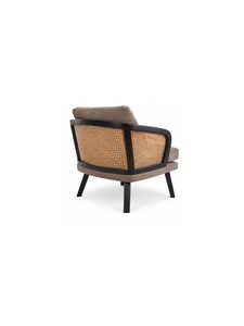 Fauteuil rembourré moderne de style mid-century avec coussin en tissu et pieds en bois massif pour le salon, meubles de maison - Product Image 3
