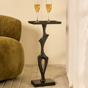 Zavra Drink <b>Table</b> <b>Black</b> Conical Base Drink <b>Tables</b> With Gold Top - Product Image 5