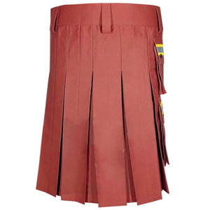 Kilts color granate para bomberos - 100% algodón con reflector de alta visibilidad color oro neón - Product Image 4