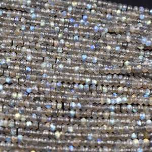 Cuentas facetadas de labradorita natural en forma de rondel, hebras de piedras sueltas de 3 mm para la fabricación de joyas, collares y pulseras. - Product Image 3
