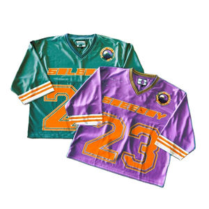 Camisetas de fútbol retro para hombre, estilo urbano, estampadas, de secado rápido, holgadas, de corte cuadrado, de malla, personalizadas, para béisbol y fútbol. - Product Image 4