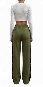 Pantalones Deportivos Anchos Color Verde Oliva para Hombre ONETEN APPAREL, con Bloques de Color, Franja Lateral, Estampado de Estrellas, Cintura Elástica con Cordón Ajustable, Estilo Urbano - Product Image 3