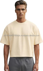 Boxy Cropped <b>T</b> <b>Shirt</b> for Men – Heavyweight 300GSM Cotton Tee, Oversized Drop Shoulder Streetwear Fit - Product Image 5