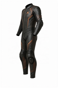 Combinaison de moto en cuir pour homme |   Noir Brun |   Fabricant OEM ODM |   Qualité de conception haut de gamme |   Combinaison de course - Product Image 3