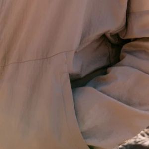 Translucent Windbreaker <b>Jacket</b> and Shorts Set for <b>Men</b> <b>Lightweight</b> Hooded <b>Jacket</b> with Elastic Waist Fashion Outdoor Set in Beige - Product Image 4