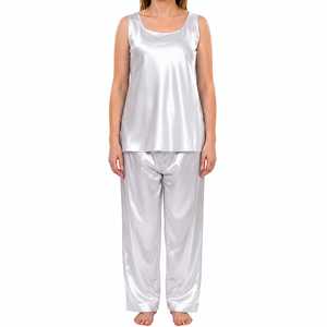 Conjunto de Pijama de Satén sin Mangas para Mujer, Ropa de Dormir de Seda Suave, Ropa Casual para Estar en Casa, Traje de Noche - Product Image 1