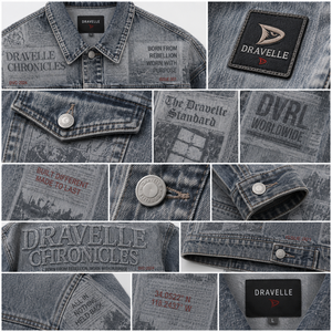 Chaqueta vaquera con estampado gráfico de periódico, estilo holgado, hip hop, ropa urbana, camisa de mezclilla de algodón con parche bordado - Product Image 4