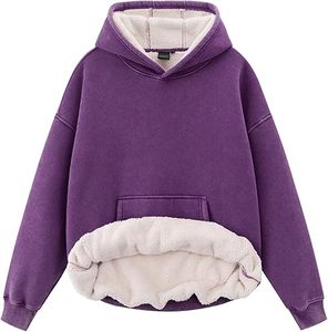 Sweat à capuche personnalisé avec logo, doublure en sherpa, style décontracté, coupe oversize, effet délavé, en molleton sherpa de luxe - Product Image 1