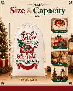 Santa Sacks Classic Fashionable <b>Large</b> Christmas Canvas Cotton Drawstring <b>Bags</b> Bulk <b>Storage</b> Gift Wrapping 27.5" X 19.5" - Product Image 3