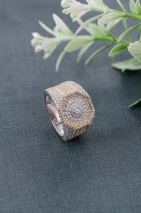 Anillo floral con diamantes redondos de moissanita para hombre, plata 925 original, banda ancha, joyería fina de hip hop para regalo de fiesta para amigos - Product Image 5