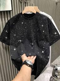 Camiseta Básica de Manga Corta con Decoración de Diamantes, Versión Coreana, Transpirable, Multicolor, de Alta Calidad - Product Image 5