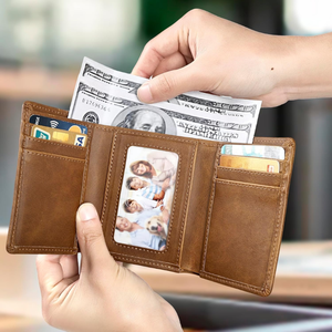 <b>Men's</b> Genuine Leather Slim <b>Wallet</b> Bifold <b>RFID</b> Protection ID Window Flip Pocket Open Closure Made in Bangladesh Factory - Product Image 2