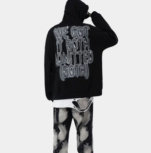 Sweat-shirt à capuche personnalisé de haute qualité avec strass, streetwear oversize unisexe, pull en coton épais, sweat-shirt à lettres en cristal hip-hop - Product Image 3