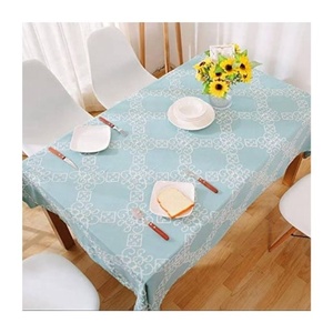 New Sky Blue Colour Embroidered Beautiful 100% Organic Cotton Bio Washed Eco Fabric Table Cloths Different Sizes Protectors - Product Image 1