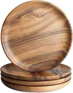 Natural Acacia Wood Handmade Polished Customizable Modern Design <b>Disposable</b> Dinner <b>Plates</b> for Home Hotel Restaurant Wedding Use - Product Image 6