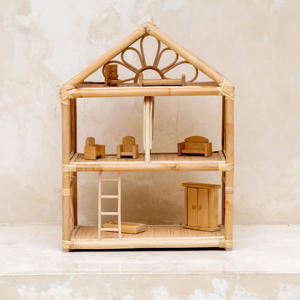 Petite maison de jeu pour enfants en rotin pour poupées moins cher prix maisons de poupée en osier faites à la main meilleur prix jouets pour enfants - Product Image 2