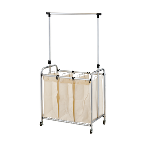 Wholesale <b>Cast</b> Iron Multifunctional Clothing Organizer Metal Laundry Basket Cart Hangers for Household Storage - Product Image 4