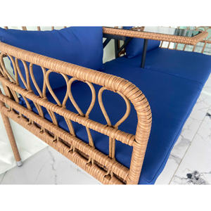 Causeuse d'extérieur en rotin 2 places avec table centrale en verre et coussins Ensembles de jardin pour meubles de patio et balcon - Product Image 5