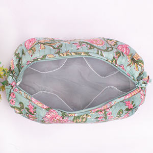 Ensemble de trousses de maquillage multifonctionnelles Handblock, écologiques, lavables, à motif floral, pour organiser les cosmétiques - Product Image 5