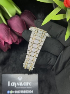 นาฬิกาเพชรโมอิสซาไนต์คุณภาพสูงหรูหรา ได้รับการรับรอง D VVS สายสแตนเลสกว้าง 20 มม. กันน้ำ กระจกแซฟไฟร์ - Product Image 6