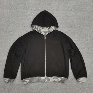 เสื้อฮู้ดดี้ผู้ชายแบบครอปทรงบ็อกซี่ ผ้าวาฟเฟิลสองด้าน ลายพรางแบบกลับด้านได้ สองชั้น ผลิตตามสั่ง เป็นมิตรกับสิ่งแวดล้อม สไตล์วินเทจ สำหรับฤดูหนาว - Product Image 3