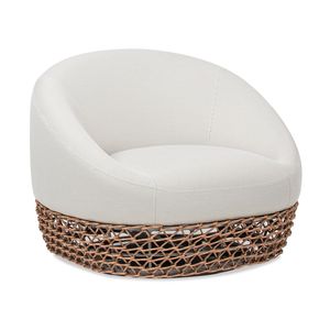 Fauteuil de patio rembourré en osier brun doré de 35,5 po, assise profonde, avec chaises de jardin beige blé - Product Image 4