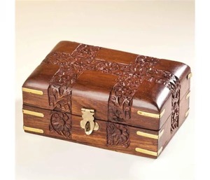 Handmade Wooden Jewelry <b>Box</b> Carved <b>Trinket</b> Organizer Lockable Storage Case for Home Travel - Product Image 5
