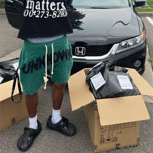Custom Men Mohair Shorts Fuzzy Wool High Quality Streetwear Casual Shorts - Product Image 4