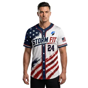 Customized Men's Baseball Jersey Short Sleeve Sublimated Moisture Wicking Anti-Bacterial V-neck 100% Polyester Athletic Fit All - Product Image 3