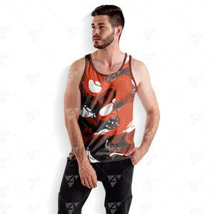 Custom Logo Men's Polyester/Cotton Gym <b>Vest</b> Sports Fitness Singlet Workout Muscle <b>Bodybuilding</b> Print Breathable Quick-Dry - Product Image 5
