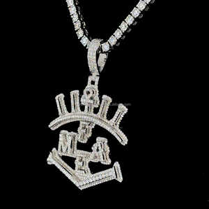 Colgante de Plata de Ley 925 con símbolo de fuego personalizado colgante brillante con moissanita de moda hip-hop con personalidad colgante - Product Image 2