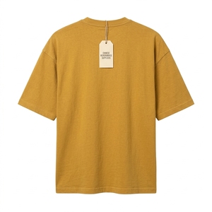 T-shirt pour homme, jaune moutarde, imprimé graphique, col rond, manches courtes, coupe décontractée, streetwear décontracté, vêtements - Product Image 4