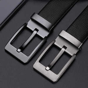 Ceinture noire décontractée réversible avec boucle à ardillon en acier, rectangulaire, durable, moulée en une seule pièce - Product Image 4