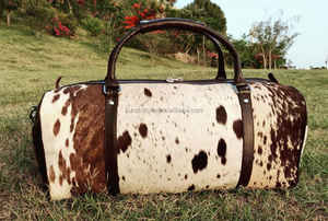 Sac de voyage en cuir véritable à poils, fermeture éclair, léger, grande capacité, bagage de voyage - Fait main, luxe LHODB-0153B - Product Image 5