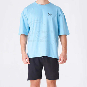 เสื้อยืดและกางเกงขาสั้นผู้ชายผ้าฝ้ายออกแบบโลโก้ตามสั่งขายดี ชุดเสื้อยืดและกางเกงขาสั้นสองชิ้นระบายอากาศได้ดี สำหรับขายออนไลน์ - Product Image 3