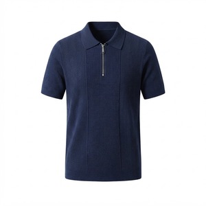 T-shirts décontractés surdimensionnés à col zippé, style streetwear, 100% coton, personnalisables avec logo, polos pour hommes - Product Image 2