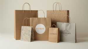 High Demand Vertical Textile Kraft <b>Paper</b> Bags Eco-Friendly <b>Biodegradable</b> Recyclable Flexo Printed Classic Flexiloop Handle - Product Image 3