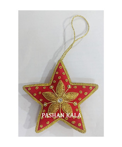 Beautiful Animal And Tree Shape Silver Zari Embroidery With Beaded Work For Home Decoration And Christmas Tree Hanging Ornament - Product Image 2