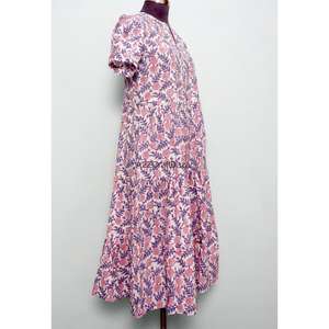 Robe midi imprimée 100 % coton pur la plus vendue pour femme, taille naturelle, tenue décontractée d'été pour le bureau, le brunch et les voyages - Product Image 4