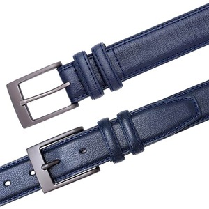 Ceinture en cuir véritable originale pour homme, longueur personnalisée, ceintures en cuir bleu de haute qualité - Product Image 1
