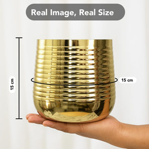 Maceta Decorativa de Metal Dorado de Lujo para Interiores, Centro de Mesa para Sala de Estar, Hogar, Oficina y Decoración de Hotel - Product Image 3