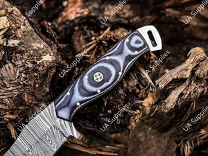 มีดล่าสัตว์แบบใบมีดคงที่ 9 นิ้ว เหล็กดามัสกัส ด้ามจับ G10 ไมคาร์ต้า ปลายใบมีดแบบคลิปพอยต์ สำหรับกิจกรรมกลางแจ้ง บุชคราฟท์ ยุทธวิธี แคมป์ปิ้ง OEM - Product Image 3