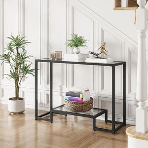 Exclusiva Mesa Consola de Metal con Elegante Tapa de Vidrio, Muebles Modernos para Sala de Estar, Decoración para Apartamentos - Product Image 3