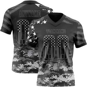 Camiseta de Fútbol Americano Personalizada con Cuello en V, Manga Corta, Impresión de Bandera por Transferencia Térmica, Absorbe la Humedad, Nombre del Equipo en la Parte Delantera, 100% - Product Image 2