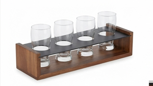 Support en bois rectangulaire élégant pour verres, design minimaliste pour rangement de cuisine, accent de bar stylé - Product Image 4