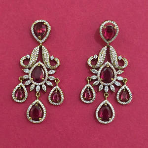 Hermosos Pendientes Clásicos de Circonita Cúbica de Diseño con Baño de Mehndi 444132 - Product Image 6