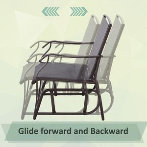 Ensemble de balançoire à bascule d'extérieur Garden Gray 3 pièces avec table bistro et tissu en maille respirante (jusqu'à 352 lb) - Product Image 5