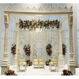 มณฑปงานแต่งงานสุดหรูพร้อมกรอบลายฉลุอันวิจิตร โทนสีขาวสไตล์แกรนด์เฮอริเทจ มณฑปงานแต่งงานสไตล์พระราชวังระดับพรีเมียม ลดราคาในสหราชอาณาจักร - Product Image 1